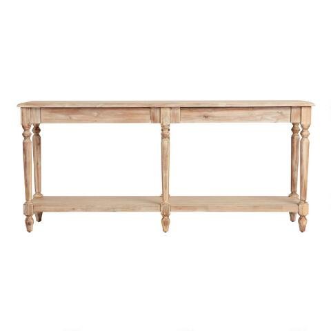 Everett Long Weathered Natural Wood Foyer Table, $399.99, World Market
