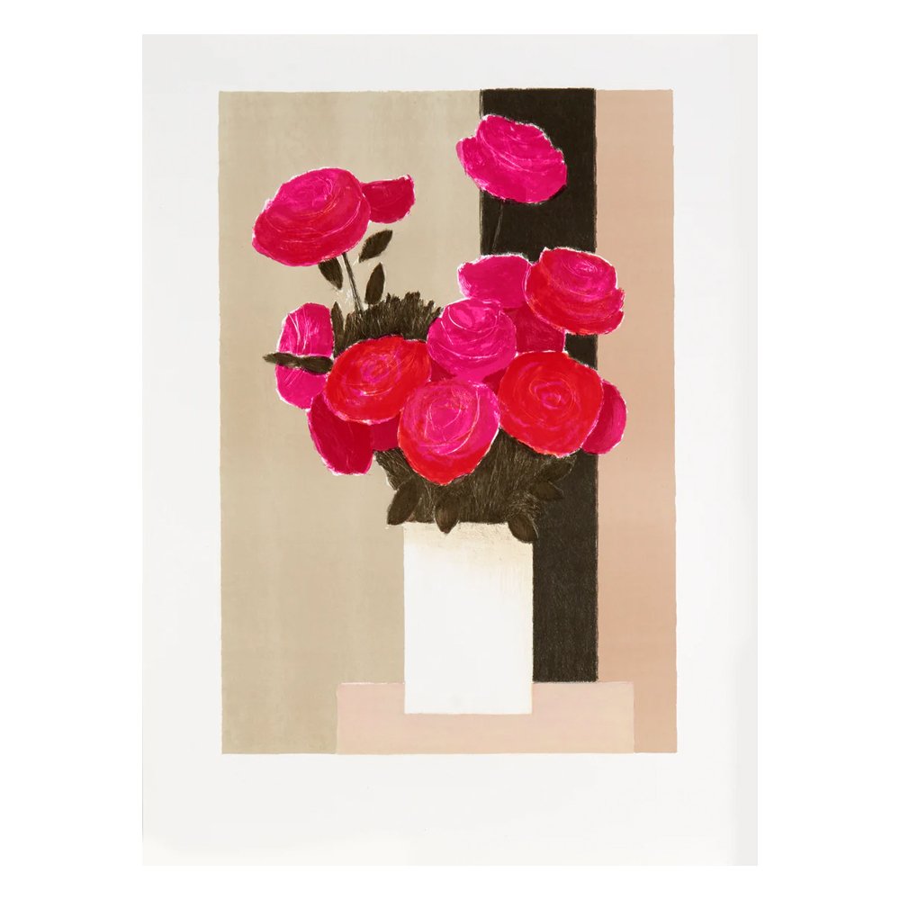 Roses Rouges a la Bande Noire by Bernard Cathelin, 1985, $200