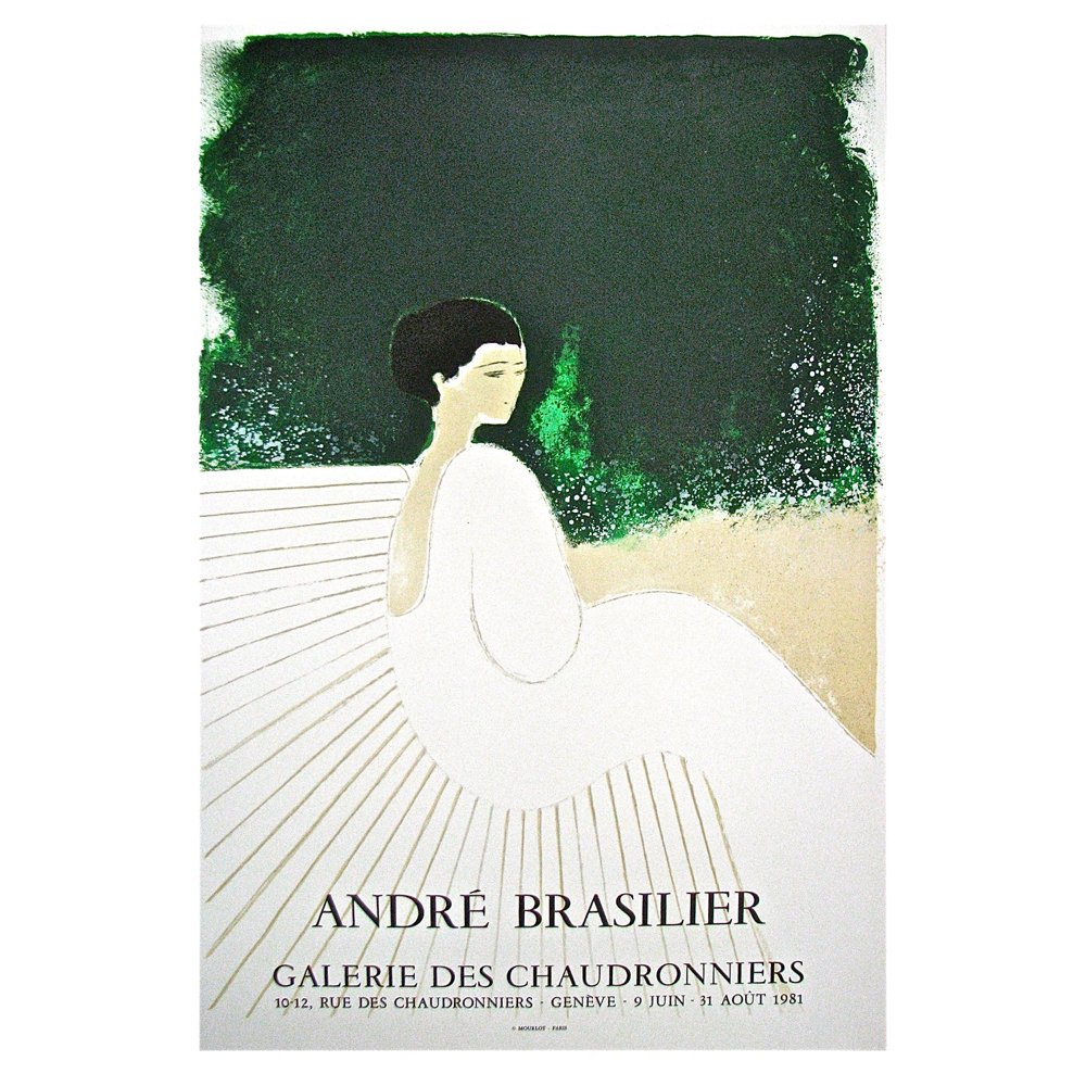 Chantal sur le Banc Blanc - Galerie Des Chaudronniers by André Brasilier, 1981, $350