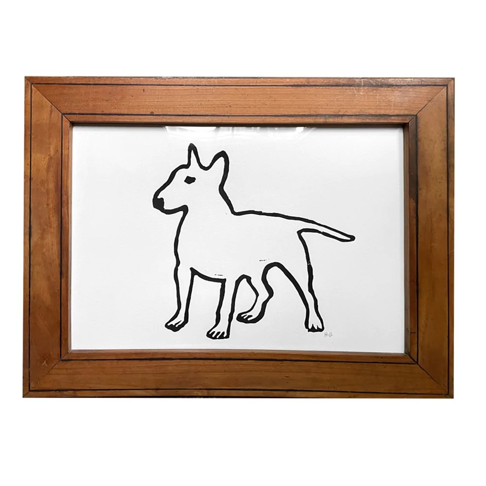 "Bull Terrier" in Vintage Frame," $750