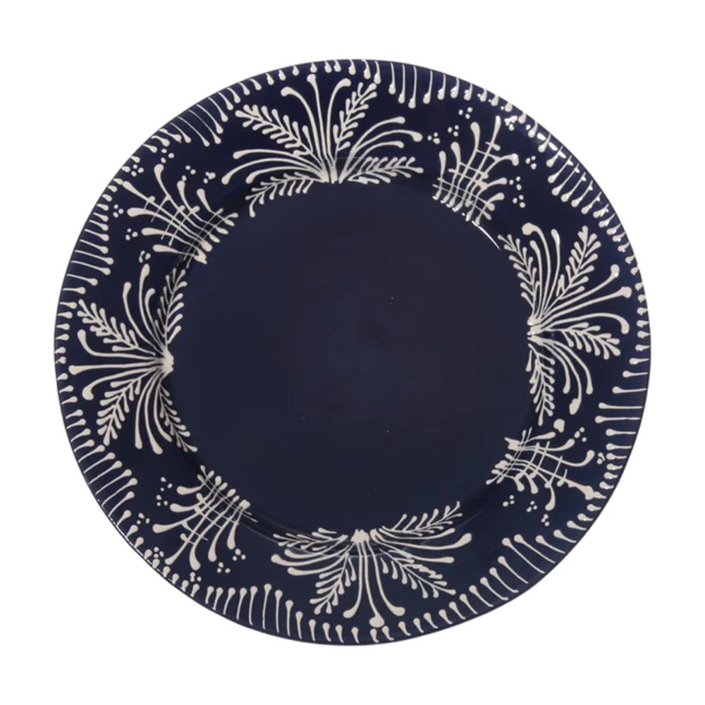 Cobalt Lace Dinner Plate, $100, Carolina Irving &amp; Daughters