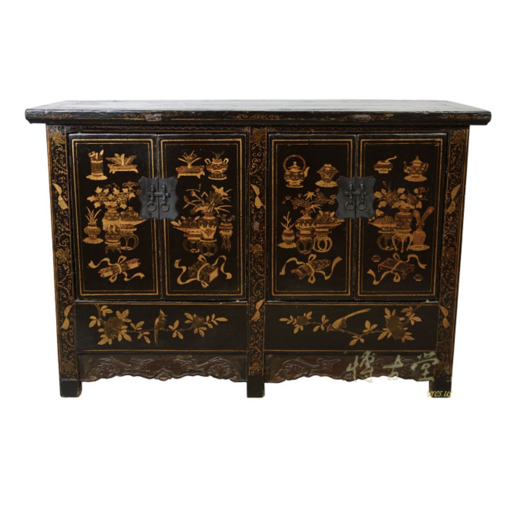 Consigned Antique Chinese Gilt Black Twin Cabinet, $2945, Houzz