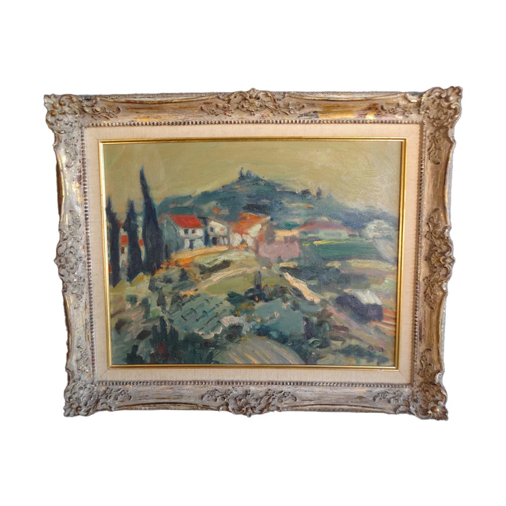 Early California Antiques Shop Hollywood Hills c 1950 Oil on Canvas, $350, Early California Antiques
