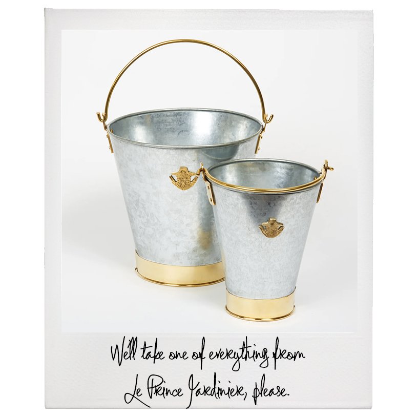 Galvanized bucket, 90 €, Le Prince Jardinier