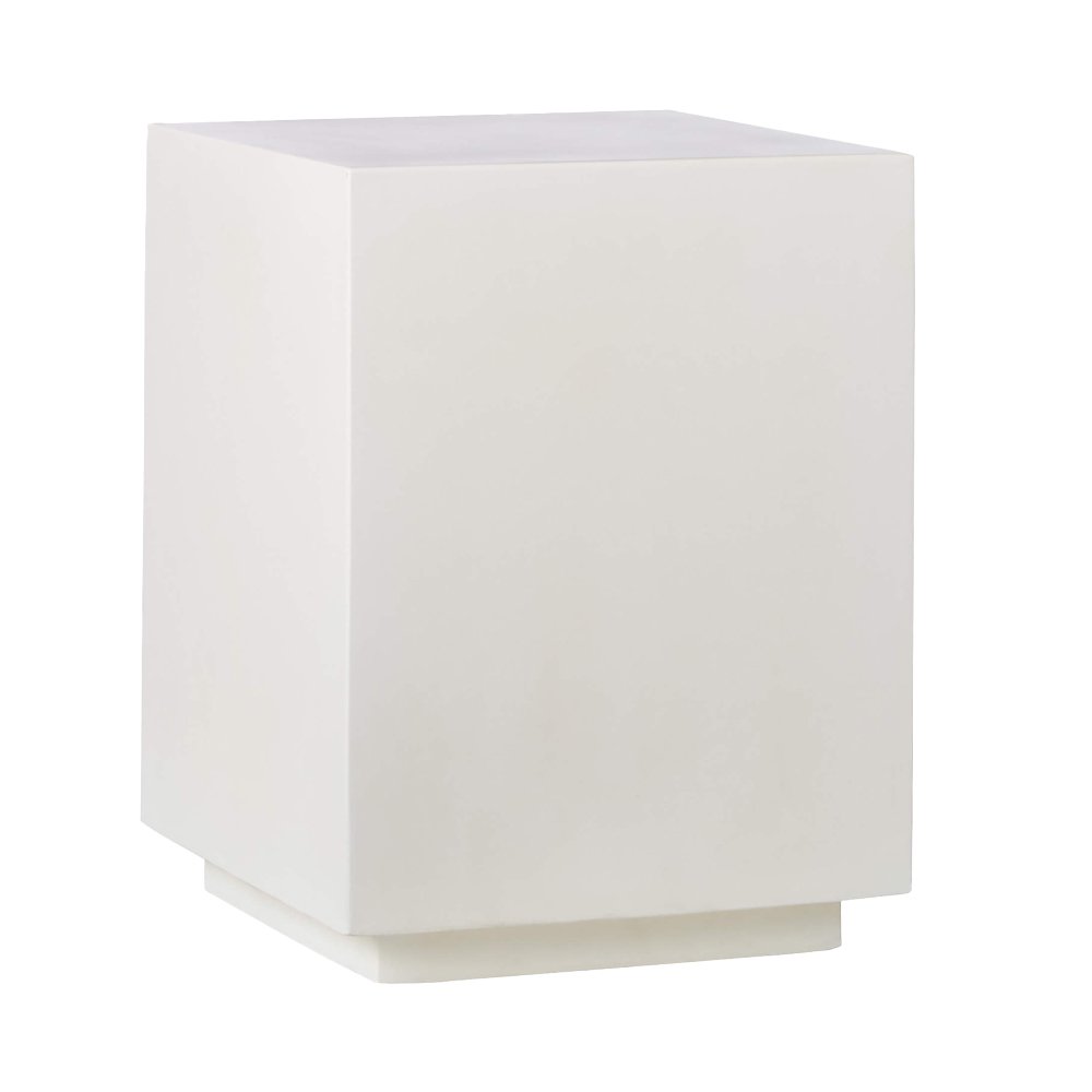 MATTER IVORY CEMENT SQUARE SIDE TABLE, $199, CB2