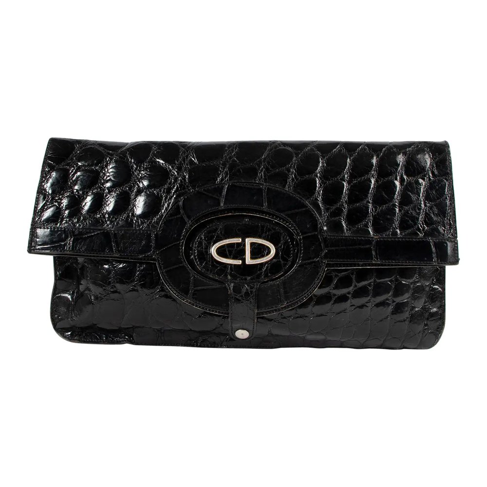 Christian Dior Vintage Black Crocodile Leather 2-In-1 Clutch, $742.89, 1stDibs