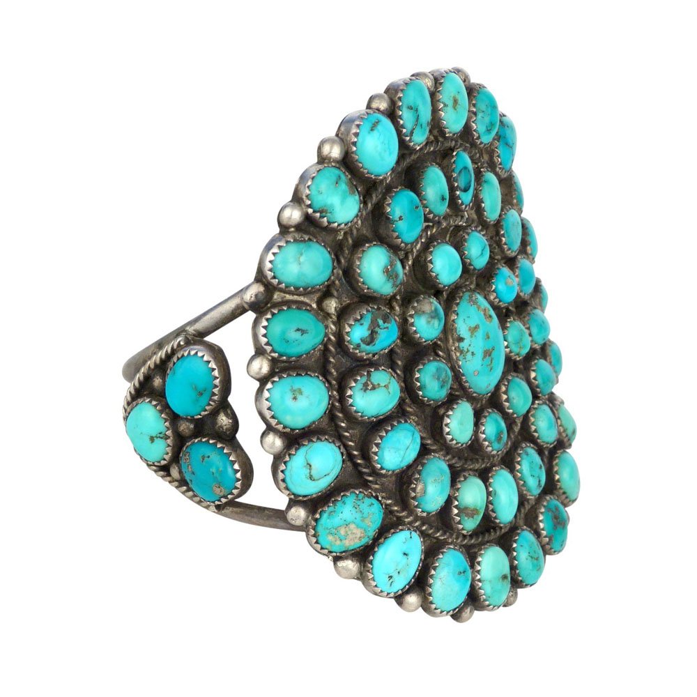 Zuni Silver Cluster Bracelet with Morenci Turquoise, $750, Shiprock Santa Fe