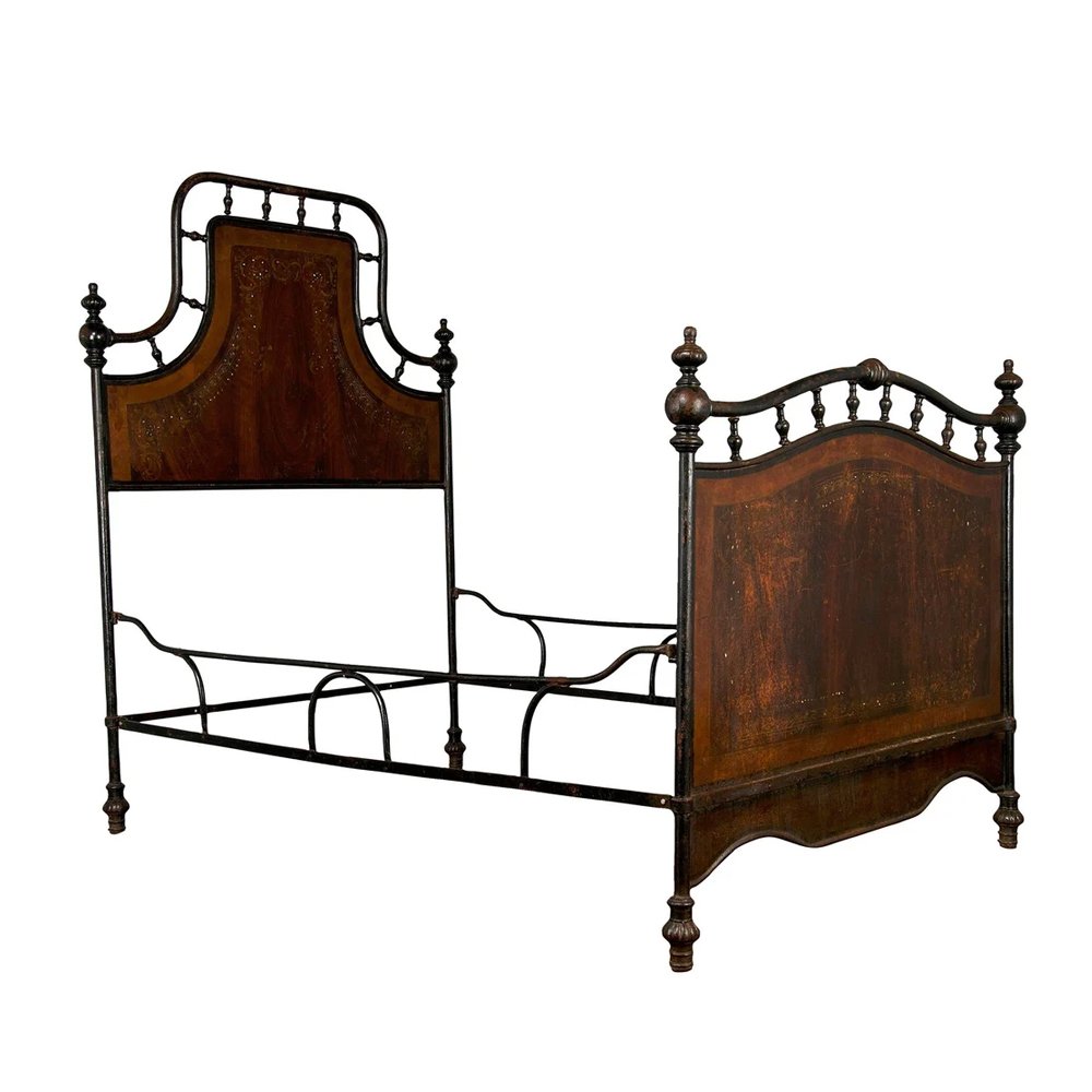 19th Century Italian Neoclassical Wrought Iron Painted Full-size Bed, $3000, Etsy