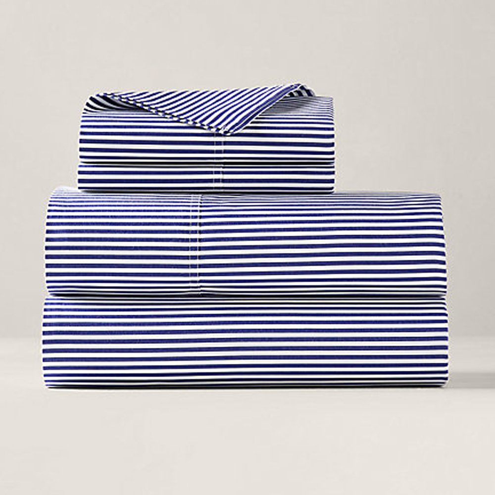 Organic Cotton Shirting Stripe Sheeting, from $185, Ralph Lauren