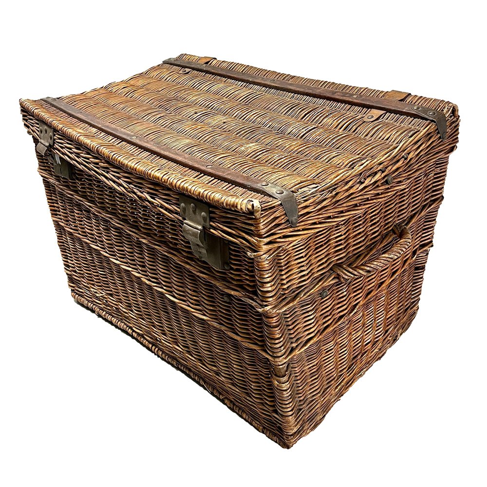 Early 1900s French Woven Wicker Travel Trunk, $450, Chairish